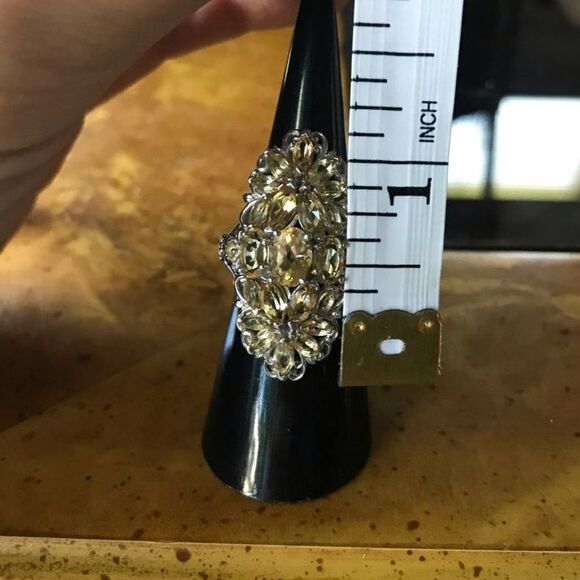 Natural Citrine Sterling Silver Cocktail Ring Size 5 - Picture 7 of 9